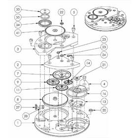 Assembly drawing of manual mechanical watch