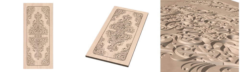 3D drafted millwork wood door inlay design